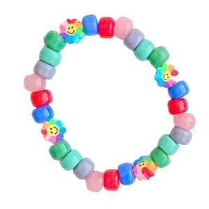 Handmade multicoloured bracelet w/ rainbow happy faces 🌈😊